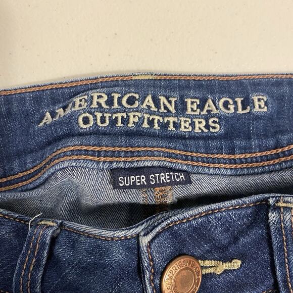 American Eagle Women Jeans Kick Boot Flare SuperStretch Size 8Regular BlueDenim - Picture 4 of 9